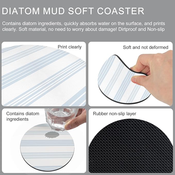 Horizontal Striped Coasters Set of 4, Absorbent Coasters - Image 9