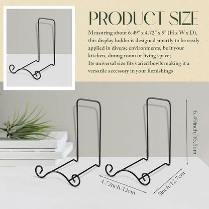 Wrought Iron Bowl Deep Platter Stand Detachable Metal Scroll Display Rack Easel - Image 2
