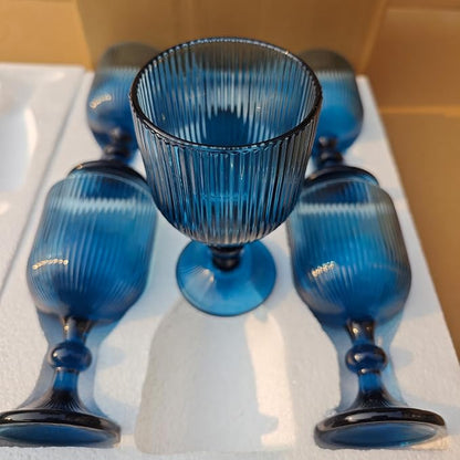 CHLJAR Blue Wine Glass Goblet Set of 6, 14 oz Blue Goblets Glassware, Colored - Image 5