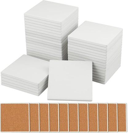 40 Pieces 4 Inch Blank Ceramic Coasters, Unglazed Ceramic Tiles Coasters by GNIEMCKIN