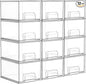 Vtopmart 12 Pack Small Clear Stackable Storage Drawers,Acrylic Bathroom Makeup Organizer,Plastic Storage Bins For Vanity, Undersink, Kitchen Cabinets, Pantry, Home Organization