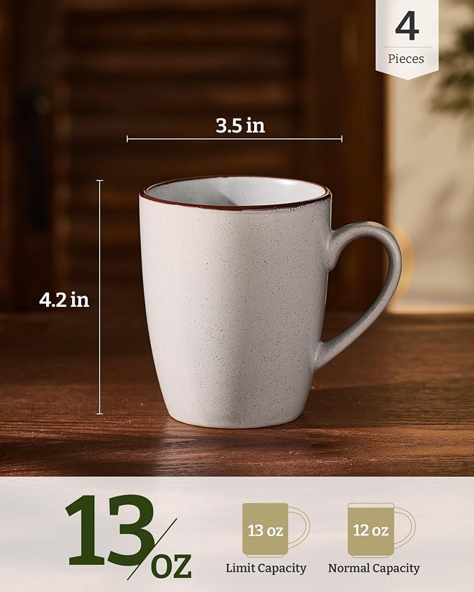 famiware Venus Coffee Mugs Set of 4, 13 oz Ceramic Stoneware Mug Cup Set | - Image 4