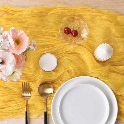 Yellow Cheesecloth Table Runner Cheese Cloth Wedding Birthday Party Decor | - Image 4