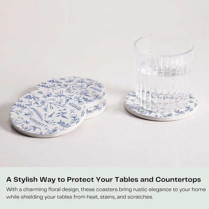 Set of 6 Floral Blue and White Coasters - Image 2