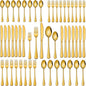 30 PCs Gold Flatware Sets Service For 6 Person,Shiny Gold Stainless Steel Silverware Sets Dinner Knives Fork And Spoons For Home Party And Wedding