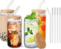 20oz Glass Cups with Lids and Straws Set of 4 – Aesthetic Large Iced Coffee by DAMCONME