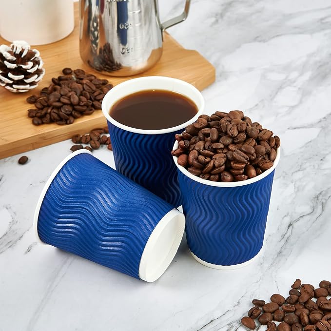 JollyPack Disposable Paper Coffee Cups, 8 oz, 120 Pack, Insulated Ripple Wall - Image 4