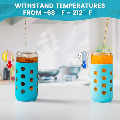 Mrsdry 20 oz Glass Cups with Lids and Straws - Image 5