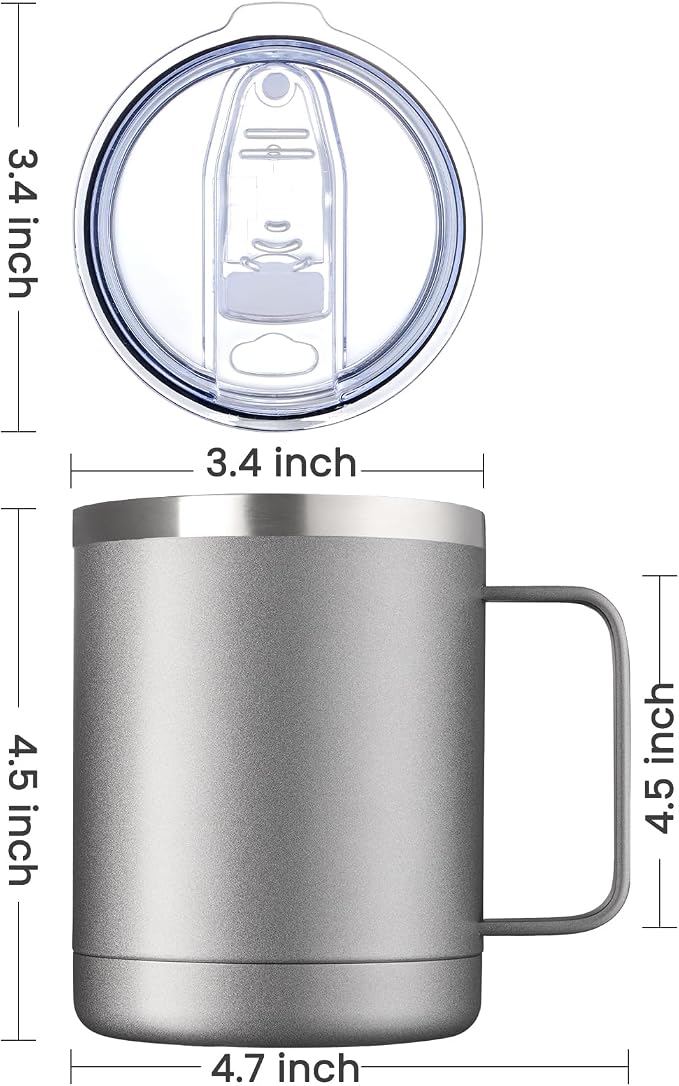 MEWAY 12oz Coffee Mug With Handle 2 Pack Bulk, Stainless Steel Insulated Travel - Image 4