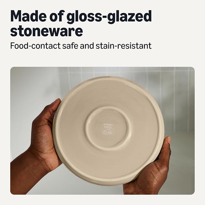 Amazon Basics Glazed Stoneware Dinnerware, 12-Piece Set, 4 Full Place Settings - Image 3