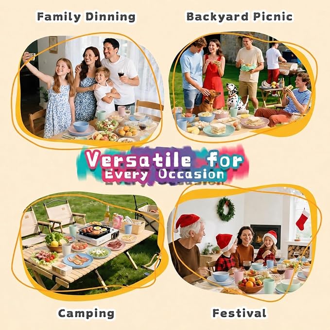 Wheat Straw Dinnerware Sets for 4, 16 Piece Unbreakable Kids Dinnerware Set - Image 9