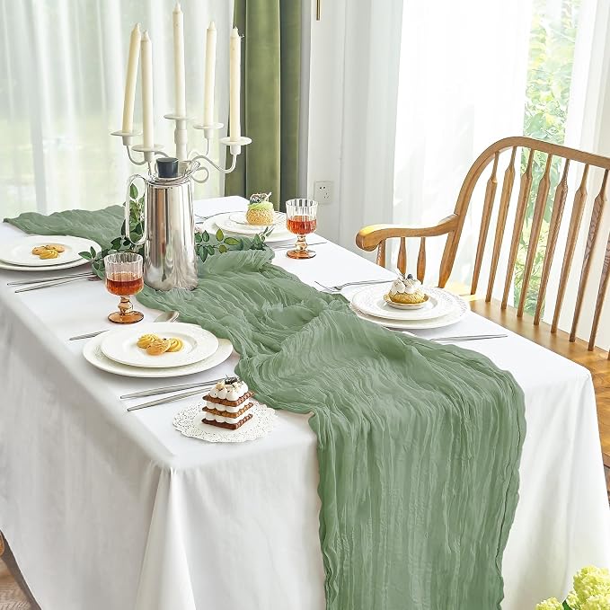 IVAPUPU Sage Green Table Runner 120 Inches - Image 8