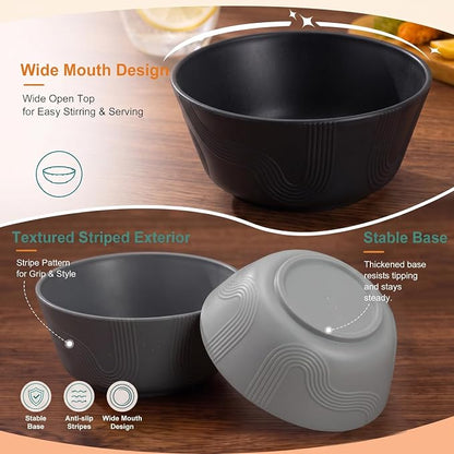 PYRMONT Large Salad Bowl 36 OZ Wheat Straw Bowls Set of 8 Alternative Plastic - Image 3