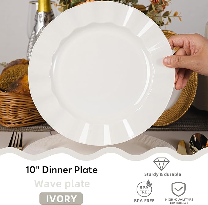 72 Pack Ivory Plastic Plates, Thanksgiving - Image 2