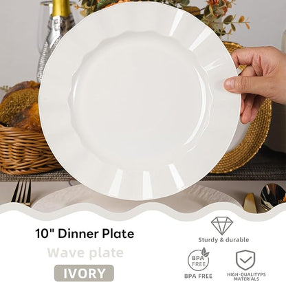 72 Pack Ivory Plastic Plates, Thanksgiving - Image 2