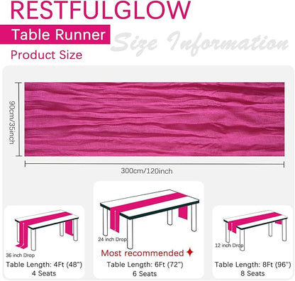 6 Pack Hot Pink Cheesecloth Table Runner 35 x 120 Inch | Boho Gauze Fabric - Image 2