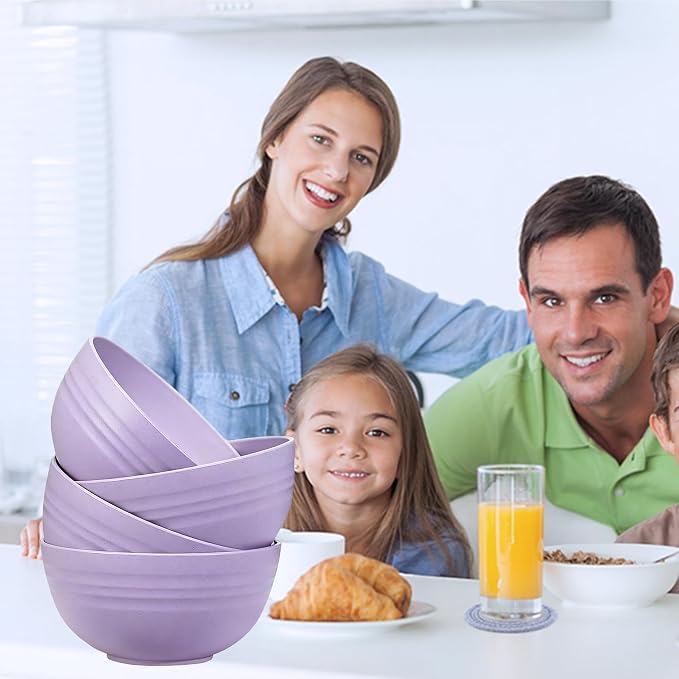 Unbreakable Wheat Straw Cereal Bowls Set of 4, 24 OZ Microwave and Dishwasher - Image 7