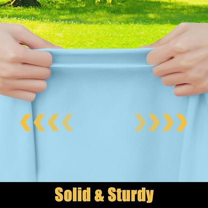 Smiry Rectangle Picnic Table Cloth, Waterproof Elastic Fitted Tablecloths for 6 Foot Tables, Washable Polyester Table Cover for Camping, Indoor and Outdoor (Light Blue, 30"x72")