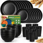Teivio 32-Piece Kitchen Plastic Wheat Straw Dinnerware Set, Service by Teivio