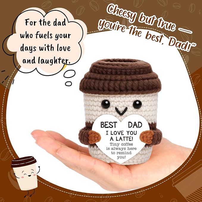 Positive Crochet Coffee Cup Dad Gift - Image 2
