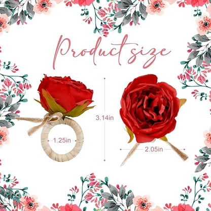 Handmade Flower Napkin Rings Set of 6, Valentine's, Thanksgiving Table - Image 5