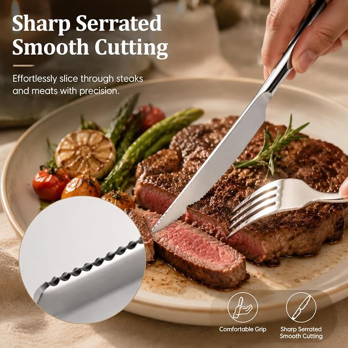 48-Piece Silverware Set with Steak Knives - Image 5
