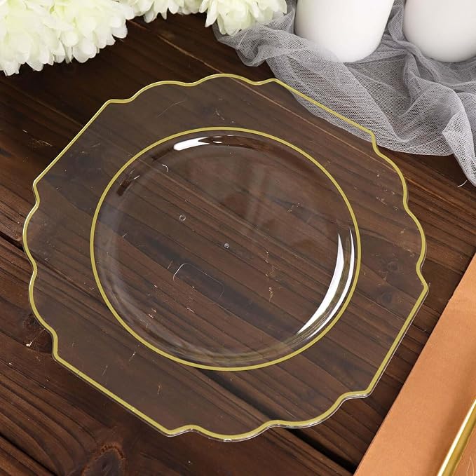 Clear Hard Plastic Dessert Plates, 50 Pack 8" Disposable Round Baroque Plates - Image 9