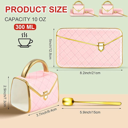 Zubebe 2 Sets Coffee Mug Elegant Handbag Shaped Cup Modern Ceramic Purse Mug - Image 2