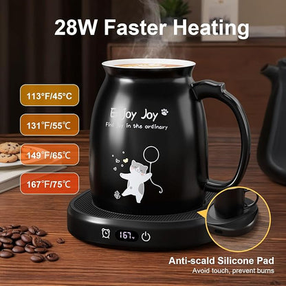 Cat Mug Coffee Mug Warmer Set for Desk Electric Heated Tea Cup Candle Plate | - Image 2