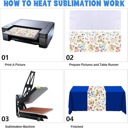 2 Pcs White Table Runner, Polyester Sublimation Heat Transfer Blanks Table - Image 5