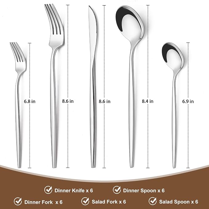 Silverware Set 30 Piece, Wildone Stainless Steel Flatware Set Service - Image 2