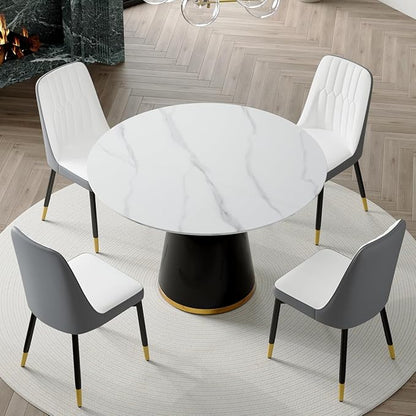 Round Dining Table Set for 4, Modern 45'' Small Dining Table for Kitchen, Space Saving, Easy Assembly