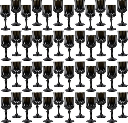 48Pack Plastic Wine Glasses, 7oz Vintage Goblets by LEYIQU