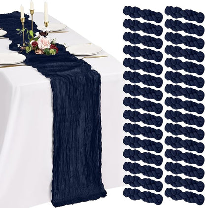 30 Pack Cheesecloth Table Runner 10FT Navy Blue Table Runner Boho Gauze Cheese by Showgeous