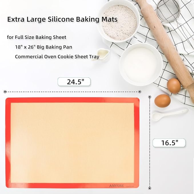 AMYONE Silicone Baking Mat for Full Size Sheet Pan, 18x26" Large | Food Grade - Image 2