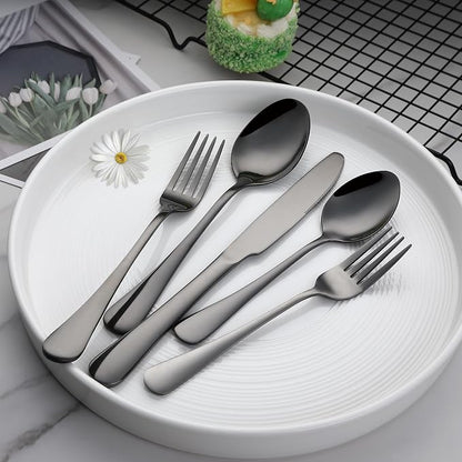 VANDBAO Black Flatware Cutlery Silverware Set 20 Pieces, Stainless Steel - Image 7