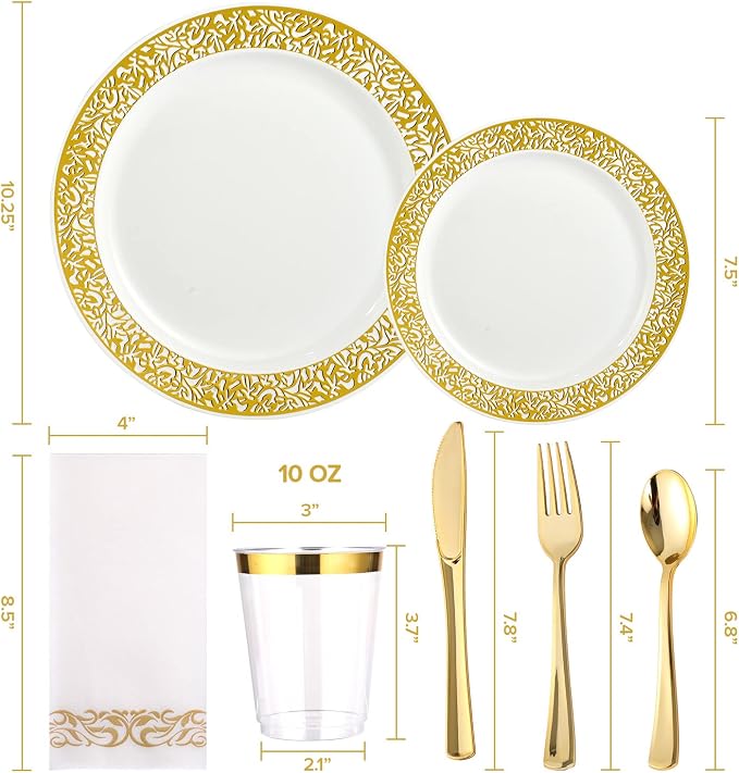 FOCUSLINE 350 Ct Gold Dinnerware Set - Image 3