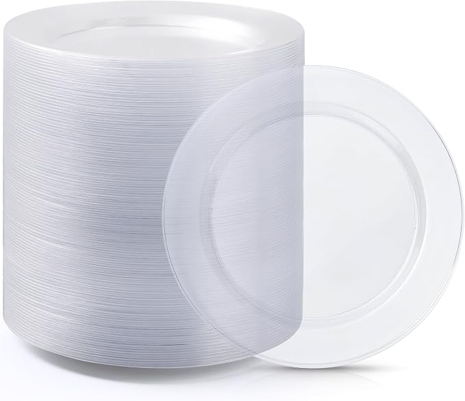 Bestluck 100PCS Clear Plastic Dinner Plates 10inch, Premium Hard Disposable by Bestluck