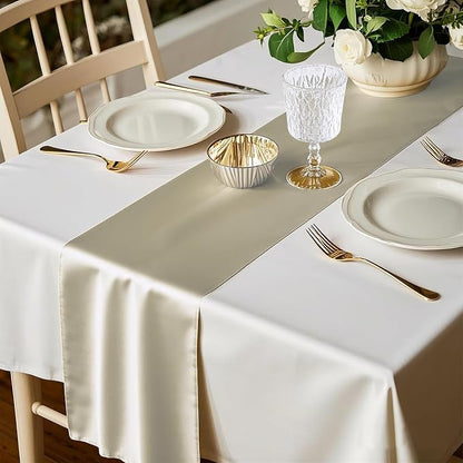 Satin Ivory Table Runner 12 x 108 Inches Pack of 10 Long Table Runner - Image 2