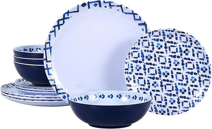 12pcs Melamine Dinnerware Set by LECHOO