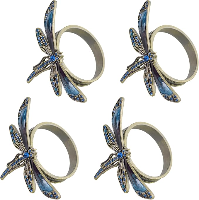 Dragonfly Napkin Ring Set of 4, Decorative Table Settings - Image 9