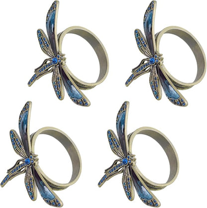 Dragonfly Napkin Ring Set of 4, Decorative Table Settings - Image 9