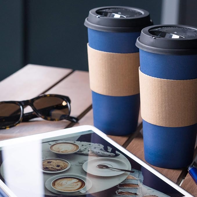 Disposable Coffee Cups With Lids - 20 oz To Go Coffee Cup. Large Travel Cups - Image 4