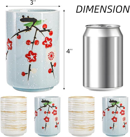 4 Pack Japanese Tea Cup, 10 Oz | Handleless Cup Set - Image 2