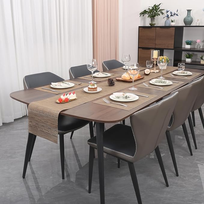 Myir JUN Light Brown Table Runner Home Decor Dining Table Runners | Vinyl Table - Image 4
