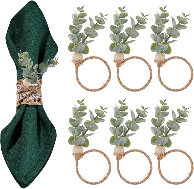 6 Pcs Rustic Farmhouse Napkin Rings by Unknown