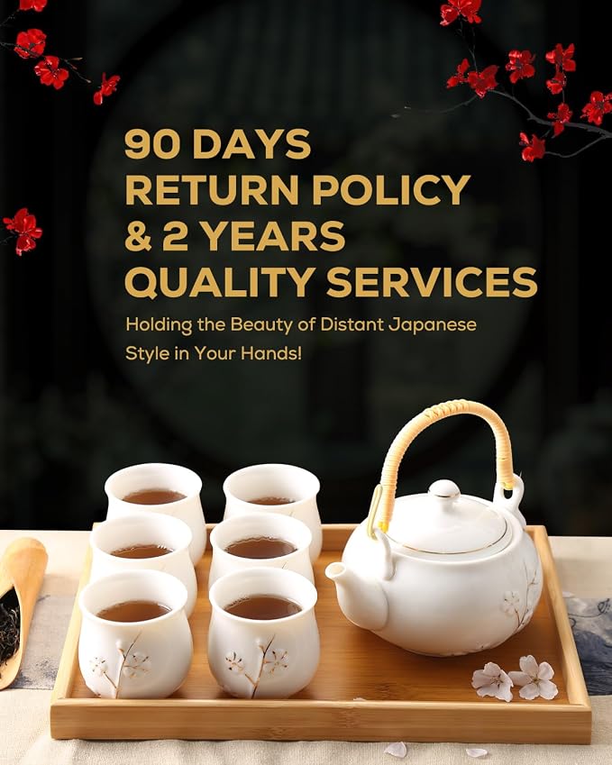 Dujust Japanese White Porcelain Tea Set - Image 6