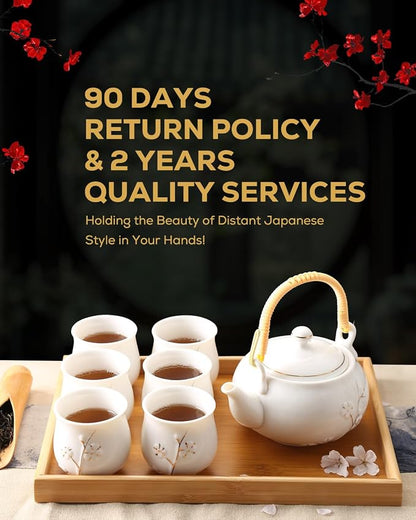 Dujust Japanese White Porcelain Tea Set - Image 6