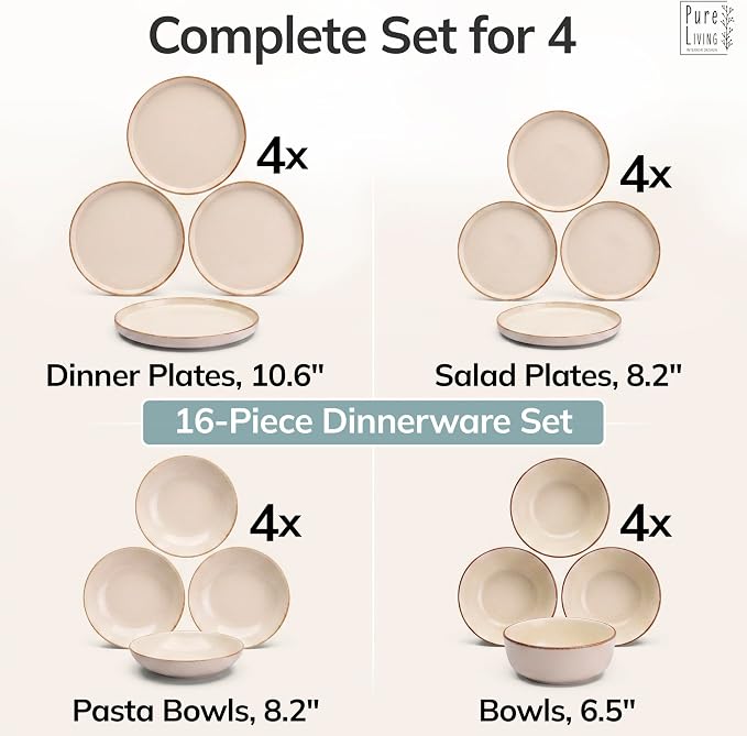 16 Piece Stoneware Dinnerware Set - Image 6