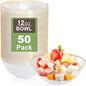 Rubtlamp 50 Pack Clear Disposable Bowls, 12-16oz Premium Heavy Duty Plastic by Rubtlamp